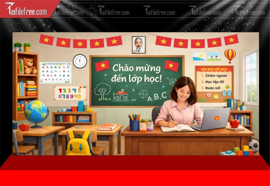 Mẫu Phông Nền Chào Mừng Đến Lớp Học _PT916