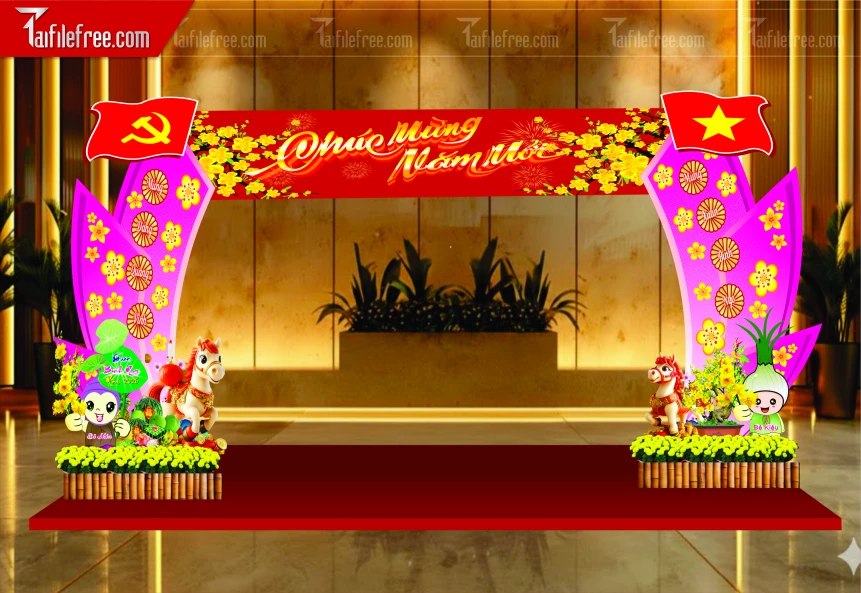 Mẫu Cổng Chào Chúc Mừng Năm Mới Năm Chào Xuân Bính Ngọ _PT927
