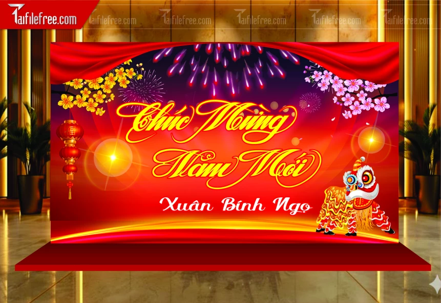 Mẫu Phông Nền Chúc Mừng Năm Mới Năm Chào Xuân Bính Ngọ _PT952