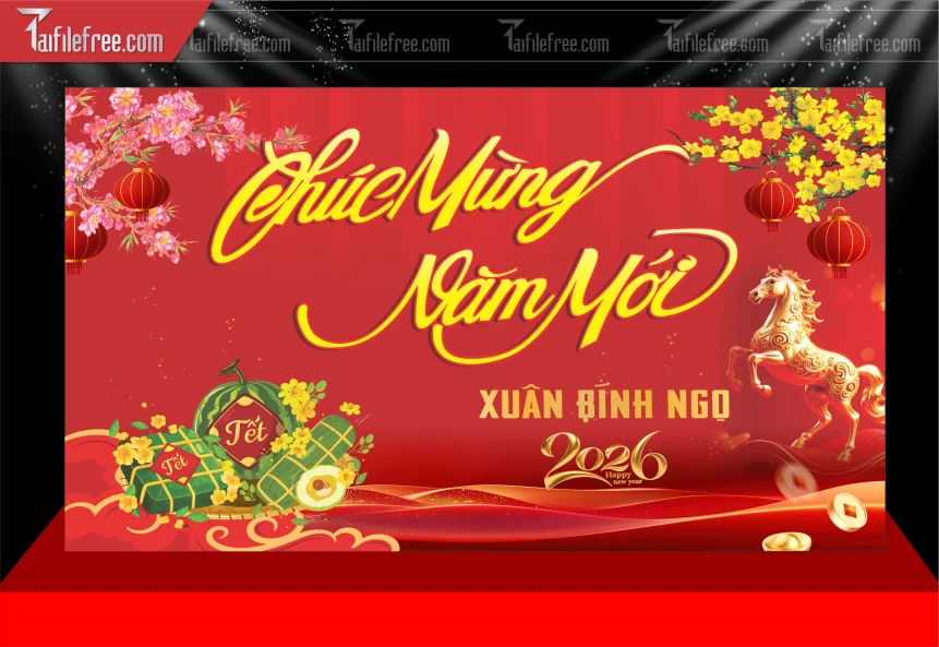 Mẫu Phông Nền Chúc Mừng Năm Mới Năm Chào Xuân Bính Ngọ _PT966