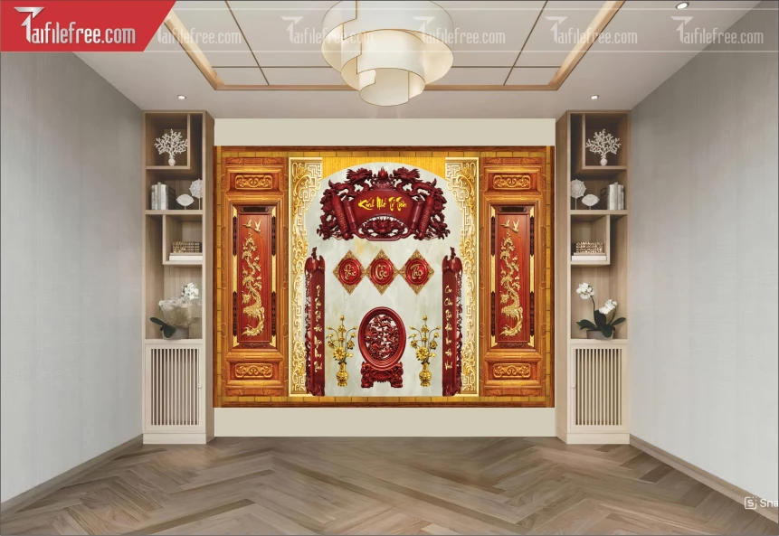 Mẫu File Vector CNC Phòng Thờ Đẹp._PT976