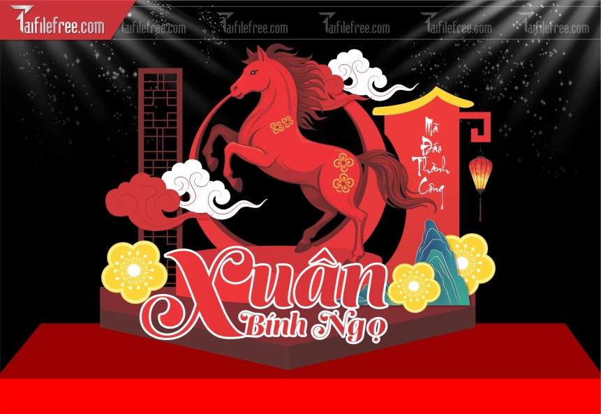 Mẫu Background Trang Trí Chúc Mừng Năm Mới Năm Chào Xuân Bính Ngọ _.PT979