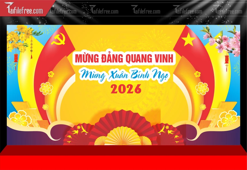 Mẫu Phông Nền Mừng Đảng Mừng Xuân Chúc Mừng Năm Mới Năm Chào Xuân Bính Ngọ _.PT995