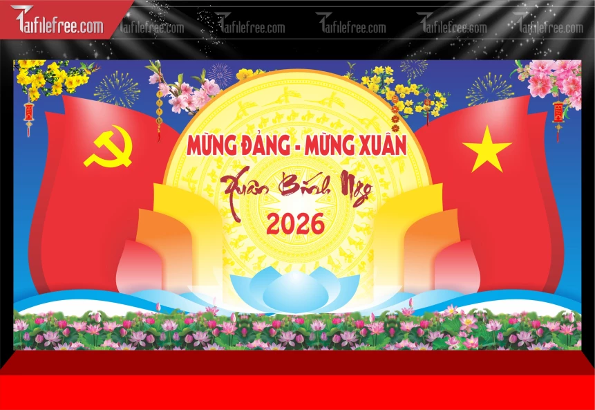 Mẫu Phông Nền Mừng Đảng Mừng Xuân Chúc Mừng Năm Mới Năm Chào Xuân Bính Ngọ _.PT998