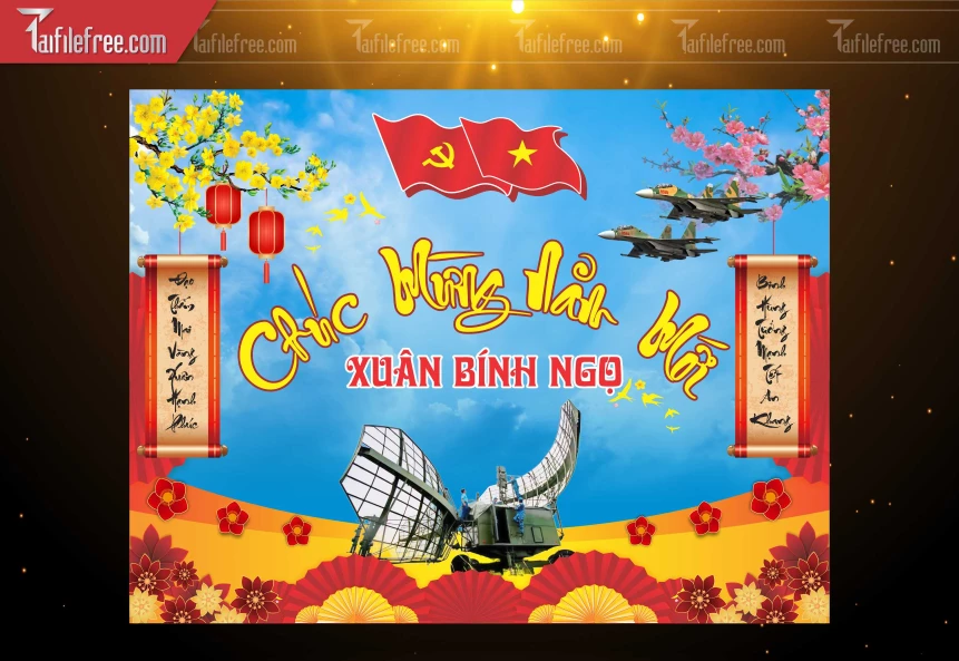Phông Chúc Mừng Năm Mới Quân Đội Phòng Không Không Quân_QD45