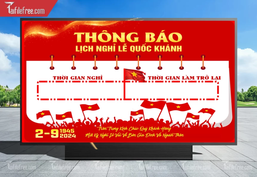 Banner Thông Báo Lịch Nghĩ Lễ Quốc Khánh 2/9 Ngày Độc Lập QK41