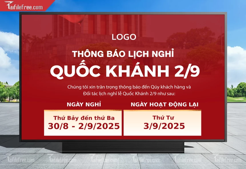 Banner Thông Báo Lịch Nghĩ Lễ Quốc Khánh 2/9 Ngày Độc Lập QK45