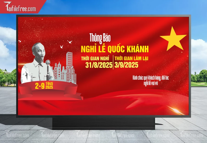 Banner Thông Báo Lịch Nghĩ Lễ Quốc Khánh 2/9 Ngày Độc Lập QK50.