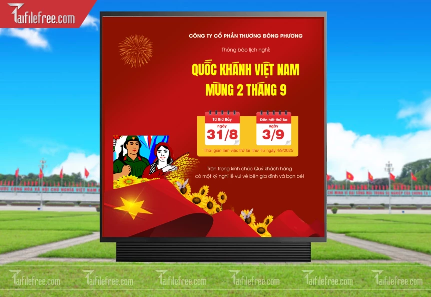 Banner Thông Báo Lịch Nghĩ Lễ Quốc Khánh Ngày Độc Lập 2/9 QK51