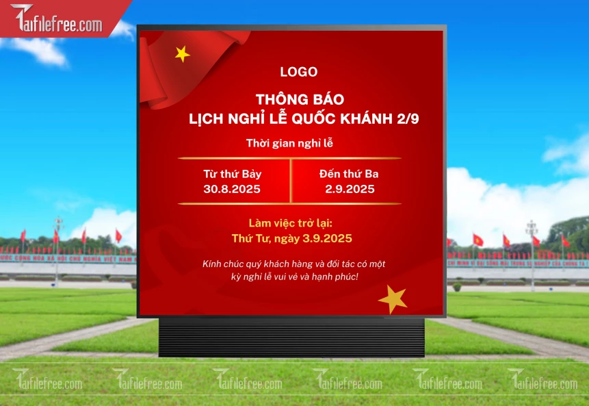 Banner Thông Báo Lịch Nghĩ Lễ Quốc Khánh Ngày Độc Lập 2/9 QK55