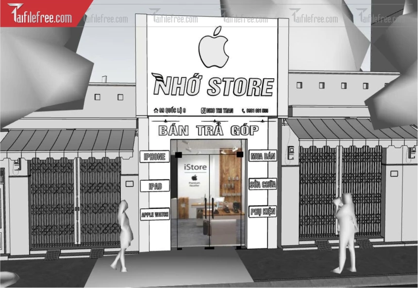 File 3D Sketchup Cửa Hoàng Điện Thoại _SK696