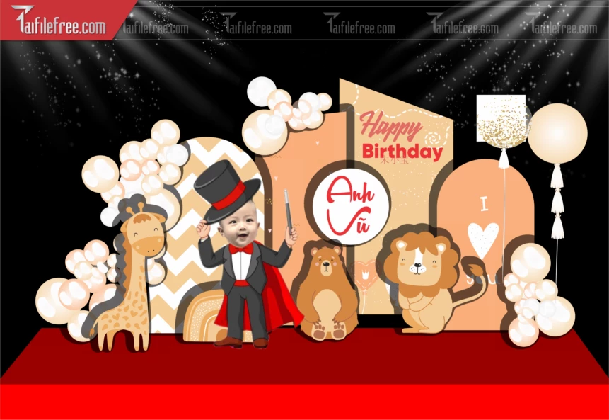 Mẫu Backdrop, Background Sân Khấu Sinh Nhật Đẹp- Sang Trọng SNA102