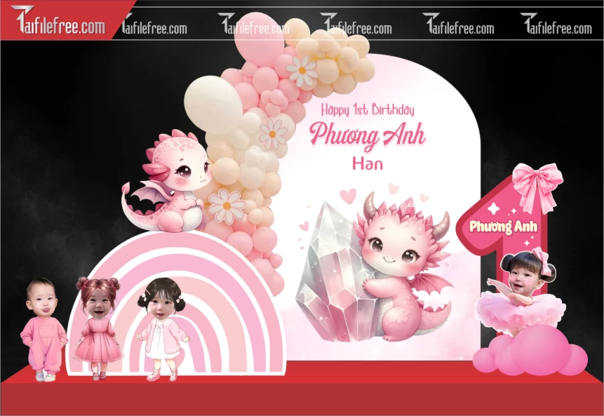 Mẫu Backdrop, Background Sân Khấu Sinh Nhật Đẹp, Dễ Thương_SNA108