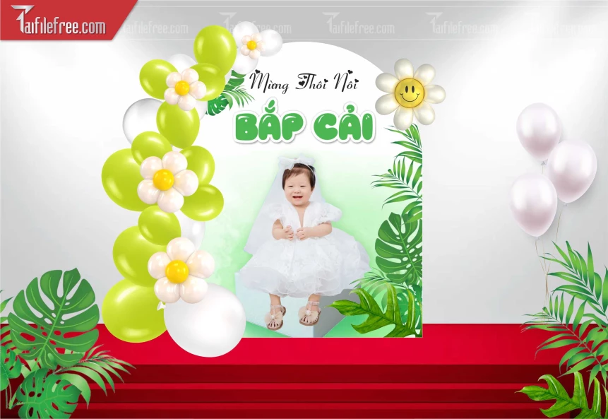 Mẫu Backdrop, Background Sân Khấu Sinh Nhật Tông Xanh Bơ_SNA112