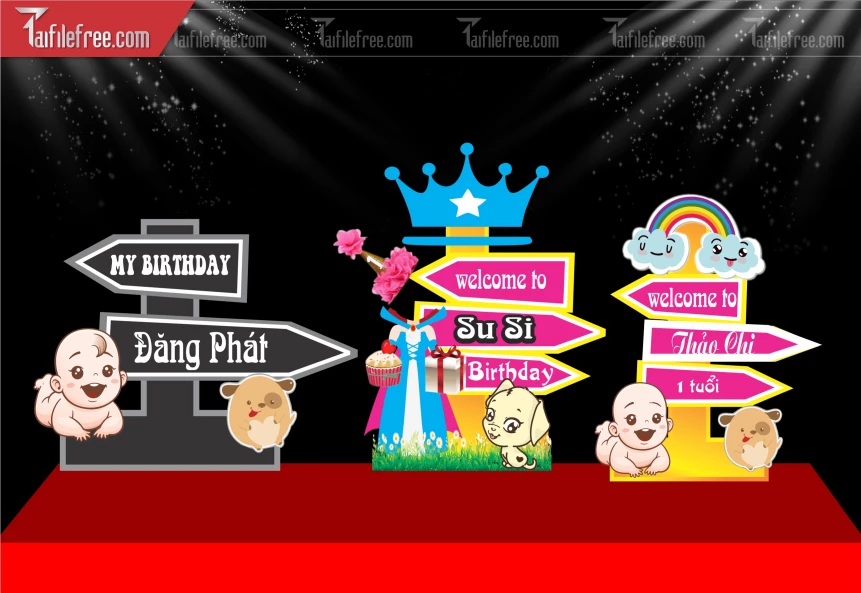 Cột Chỉ Dẫn - Decor  Mẫu Sinh Nhật_SNA123