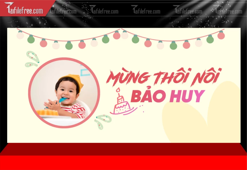 Phông Nền Sinh Nhật Đầy Tháng Thôi Nôi_SN140