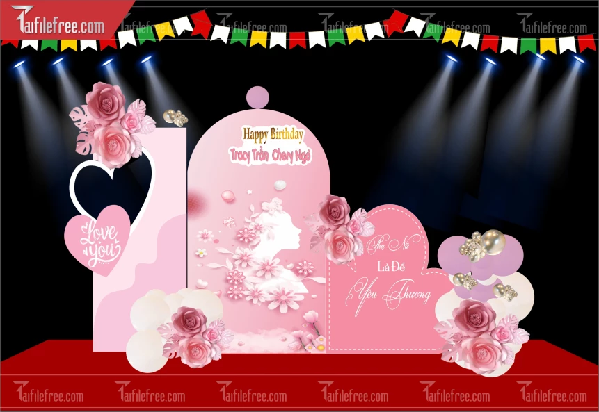 Mẫu Backdrop, Background Sân Khấu Sinh Nhật Đẹp - Sang Trọng SNA81.