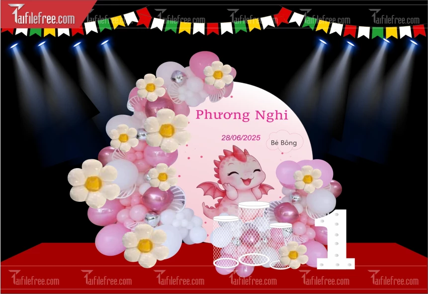 Mẫu Backdrop, Background Sân Khấu Sinh Nhật Đẹp- Sang Trọng SNA82