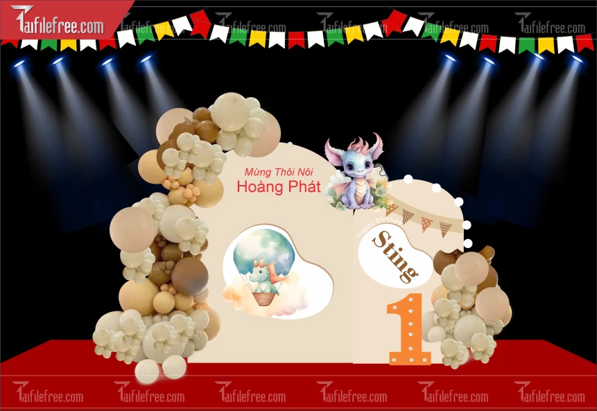 Mẫu Backdrop, Background Sân Khấu Sinh Nhật Đẹp- Sang Trọng SNA87