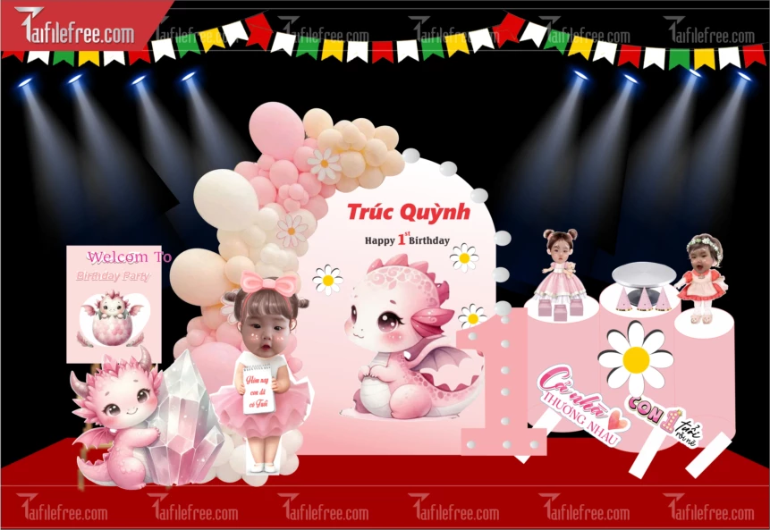 Mẫu Backdrop, Background Sân Khấu Sinh Nhật Đẹp- Sang Trọng SNA94