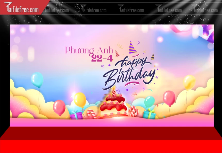 Mẫu Backdrop, Background Sân Khấu Sinh Nhật Đẹp- Sang Trọng SNA99