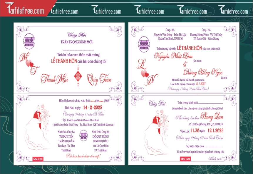 Mẫu Thiệp Cưới Đẹp File Vector_TC126