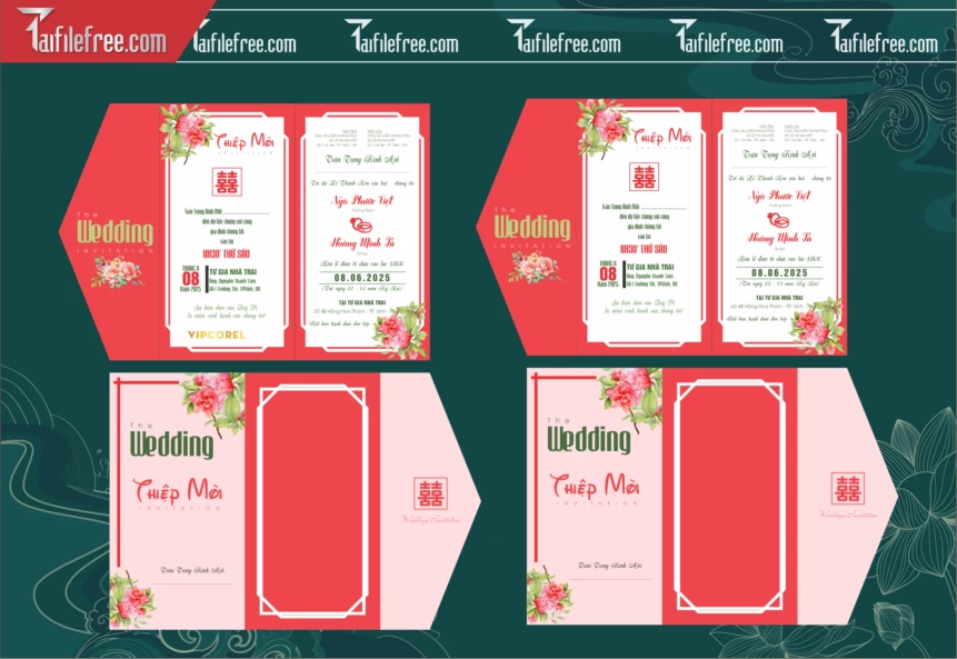 Mẫu Thiệp Cưới Đẹp File Vector_TC129