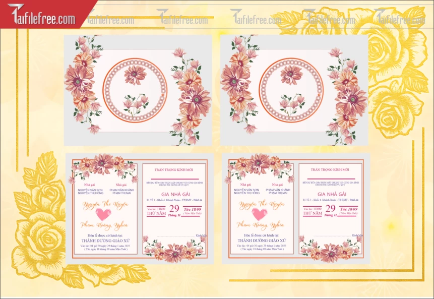 Mẫu Thiệp Cưới Đẹp File Vector_TC131