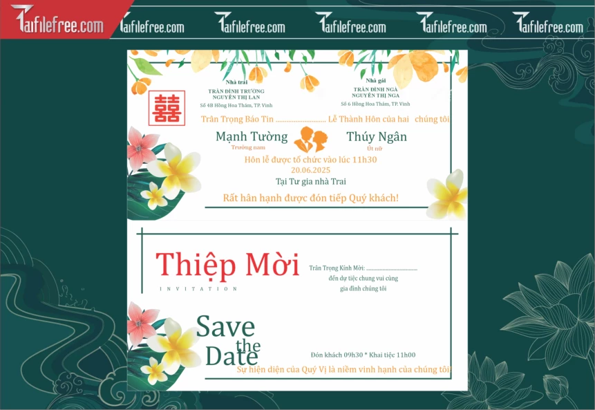 Mẫu Thiệp Cưới Đẹp File Vector_TC139