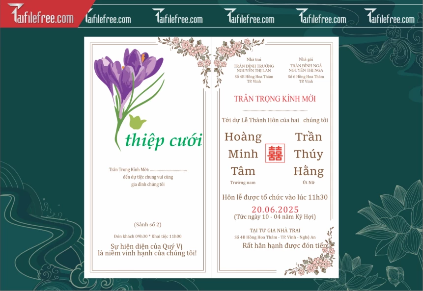 Mẫu Thiệp Cưới Đẹp File Vector_TC141