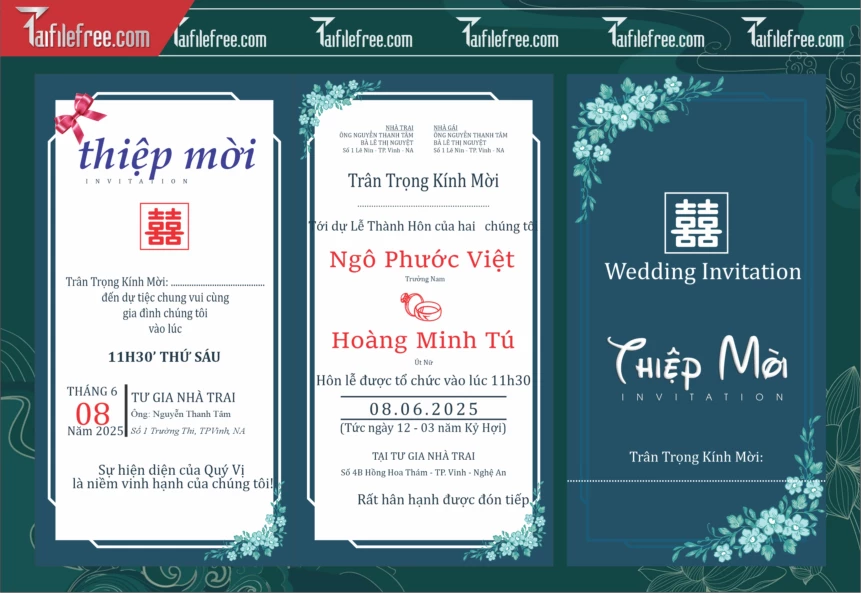Mẫu Thiệp Cưới Đẹp File Vector_TC142