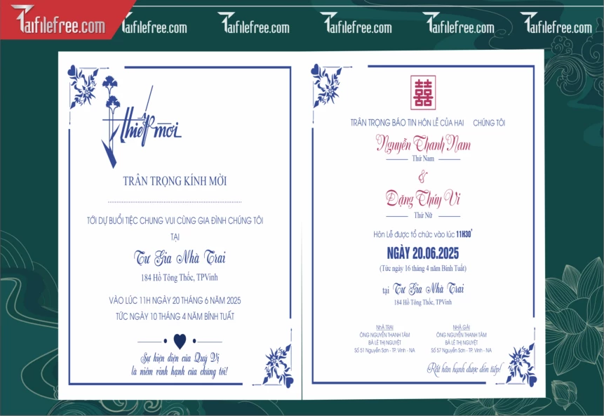 Mẫu Thiệp Cưới Đẹp File Vector_TC149