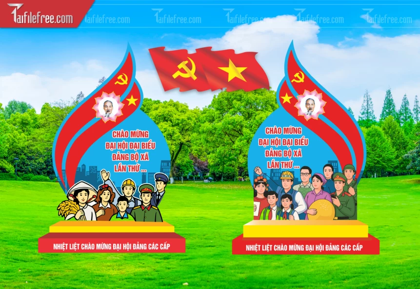 Poster/Banner Chào Mừng Đại Hội Đại Biểu Đảng Bộ Xã_TD243