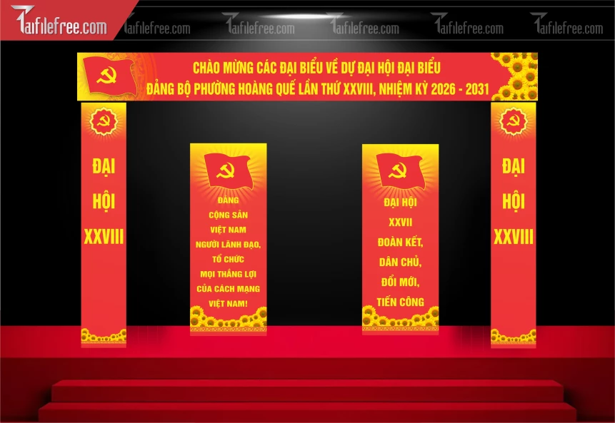 Băng Rôn/Phướn Chào Mừng Các Đại Biểu Về Dự Đại Hội Đại Biểu_TD448