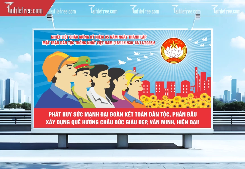 Banner Nhiệt Liệt Chào Mừng Kỷ Niệm 95 Năm Ngày Thành Lập Mặt Trận Dân Tộc Thống Nhất Việt Nan_TD522