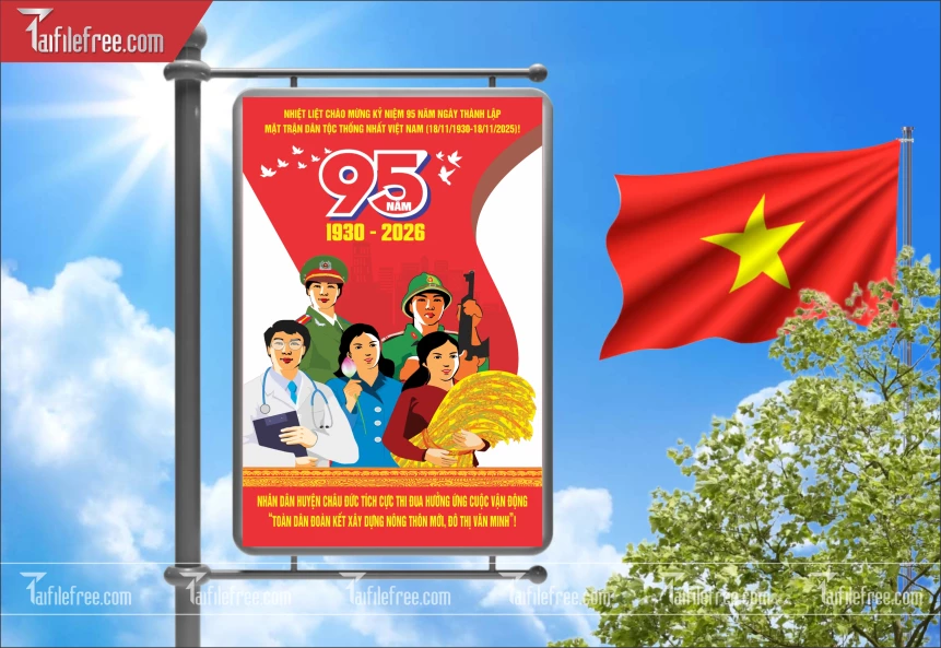 Poster Nhiệt Liệt Chào Mừng Kỷ Niệm 95 Năm Ngày Thành Lập Mặt Trận Dân Tộc Thống Nhất_TD524