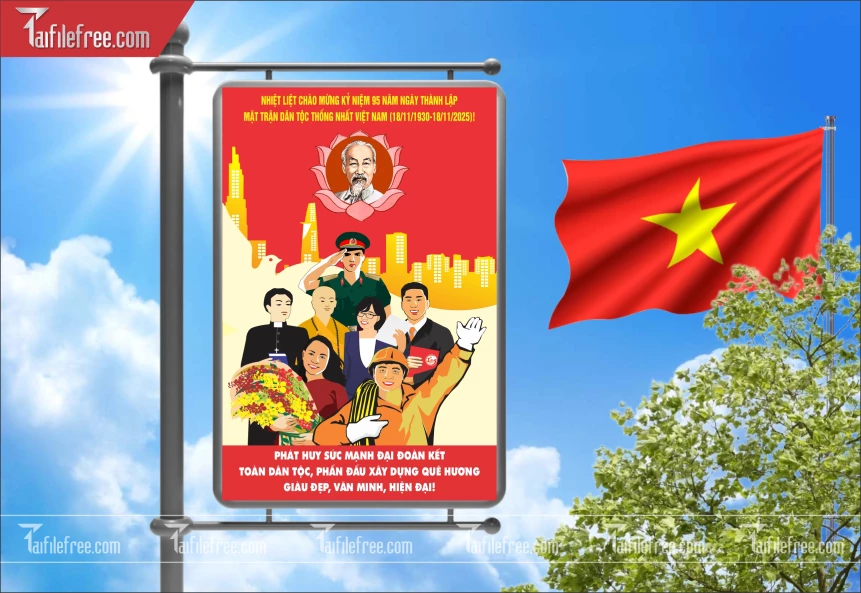 Poster Nhiệt Liệt Chào Mừng Kỷ Niệm 95 Năm Ngày Thành Lập Mặt Trận Dân Tộc Thống Nhất_TD527