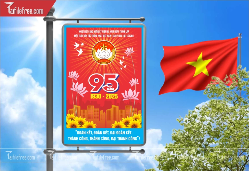 Poster Nhiệt Liệt Chào Mừng Kỷ Niệm 95 Năm Ngày Thành Lập Mặt Trận Dân Tộc Thống Nhất_TD528