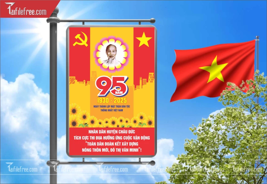 Poster Nhiệt Liệt Chào Mừng Kỷ Niệm 95 Năm Ngày Thành Lập Mặt Trận Dân Tộc Thống Nhất_TD529