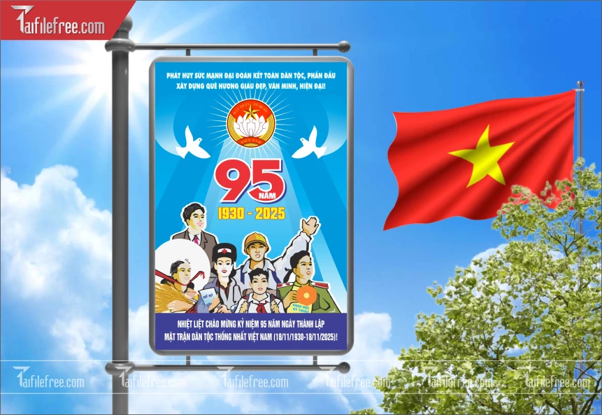 Poster Nhiệt Liệt Chào Mừng Kỷ Niệm 95 Năm Ngày Thành Lập Mặt Trận Dân Tộc Thống Nhất_TD530