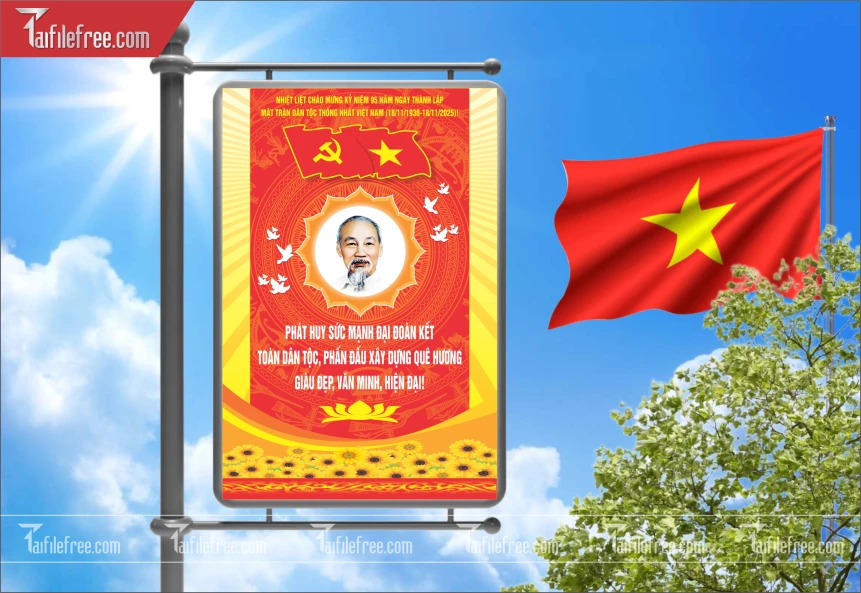 Poster Nhiệt Liệt Chào Mừng Kỷ Niệm 95 Năm Ngày Thành Lập Mặt Trận Dân Tộc Thống Nhất_TD531