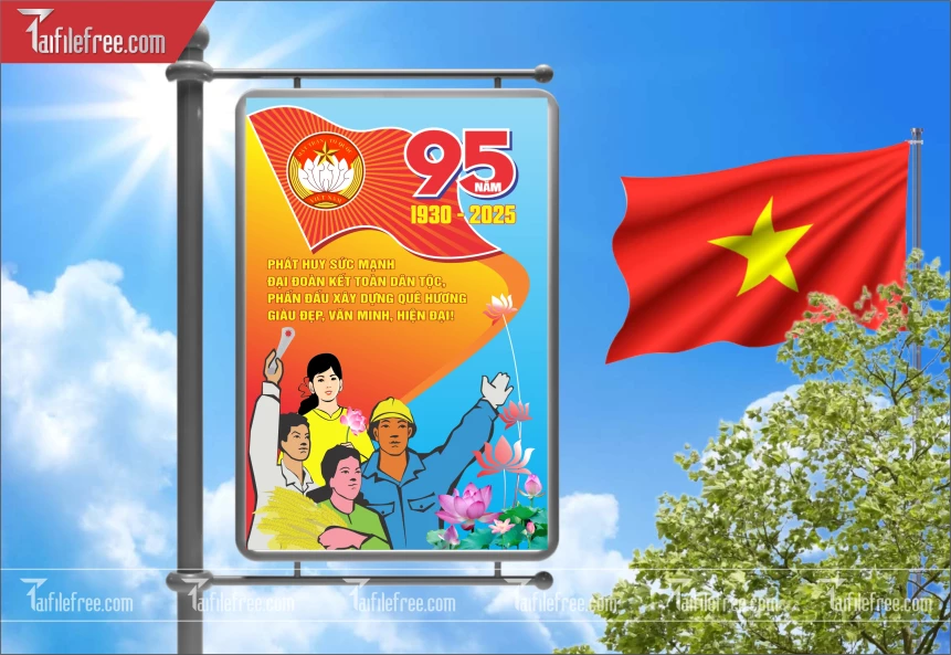 Poster Nhiệt Liệt Chào Mừng Kỷ Niệm 95 Năm Ngày Thành Lập Mặt Trận Dân Tộc Thống Nhất_TD532