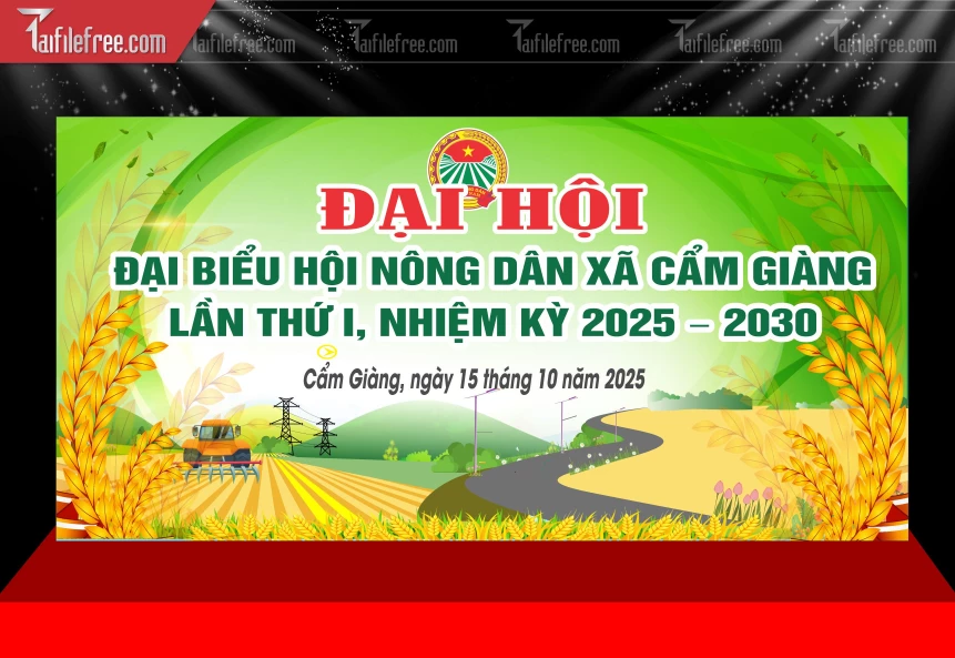 Phông Nền Đại Hội Đại Biểu Hội Nông Dân Xã Cẩm Giàng_TD575