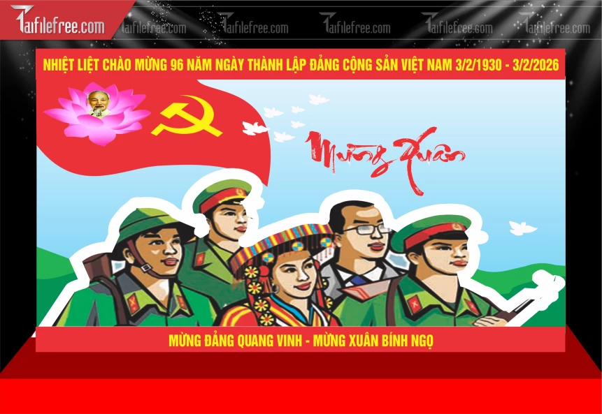 Mẫu Phông Nền Mừng Đảng Mừng Xuân Chúc Mừng Năm Mới Năm Chào Xuân Bính Ngọ.._TD641