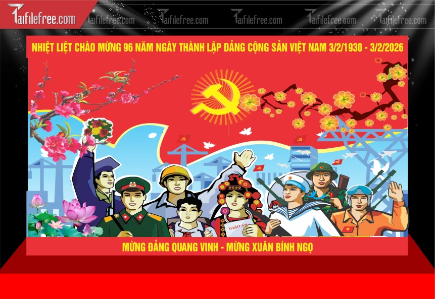 Mẫu Phông Nền Mừng Đảng Mừng Xuân Chúc Mừng Năm Mới Năm Chào Xuân Bính Ngọ_TD644