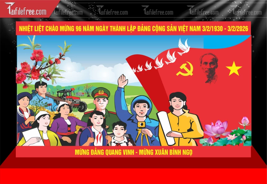 Mẫu Phông Nền Mừng Đảng Mừng Xuân Chúc Mừng Năm Mới Năm Chào Xuân Bính Ngọ_TD646