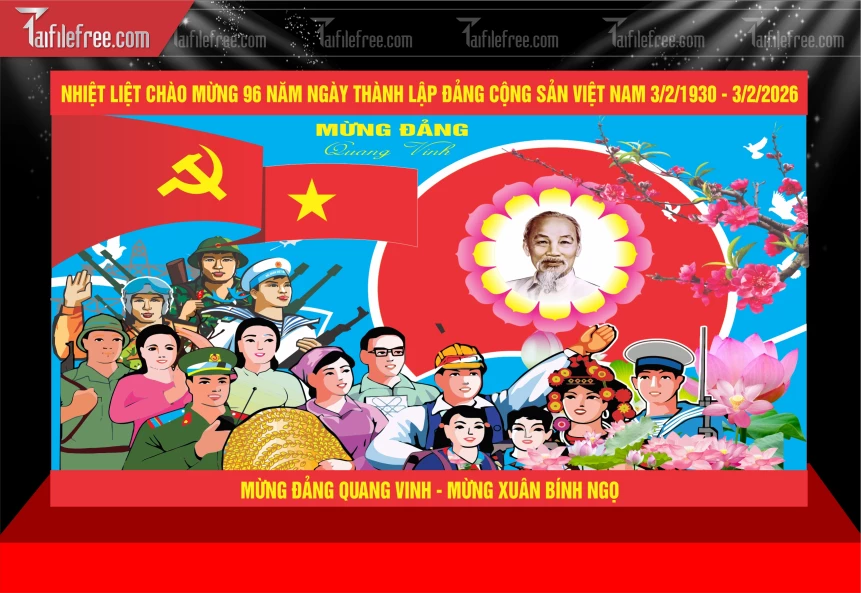 Mẫu Phông Nền Mừng Đảng Mừng Xuân Chúc Mừng Năm Mới Năm Chào Xuân Bính Ngọ_TD647