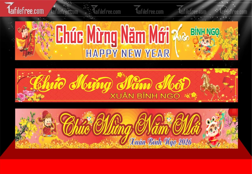 Mẫu Băng Rôn Chúc Mừng Năm Mới Năm Chào Xuân Bính Ngọ_TD649