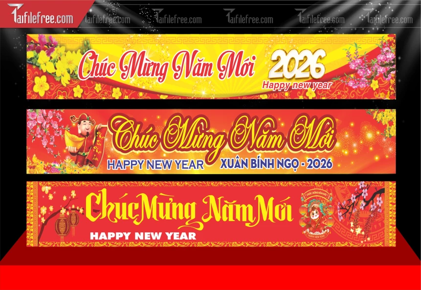 Mẫu Băng Rôn Chúc Mừng Năm Mới Năm Chào Xuân Bính Ngọ_TD650