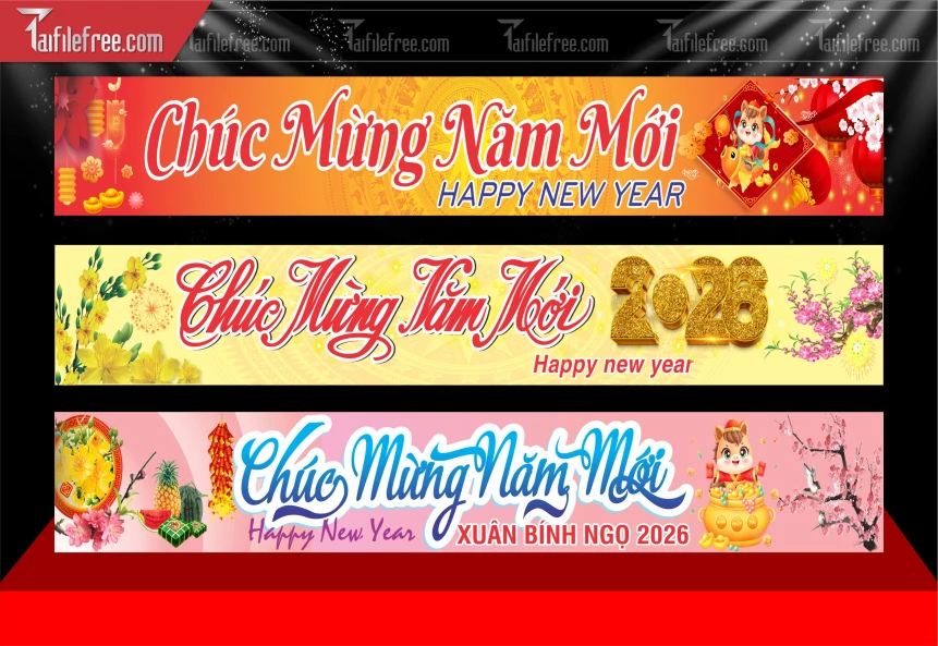 Mẫu Băng Rôn Chúc Mừng Năm Mới Năm Chào Xuân Bính Ngọ_TD651